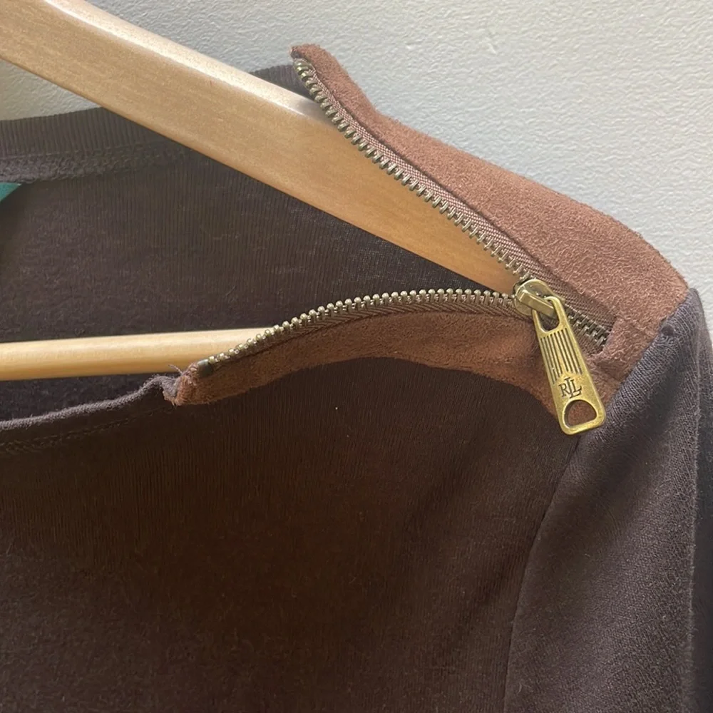 NWOT Lauren Ralph Lauren Neutral Suede Top - Picture 6 of 11